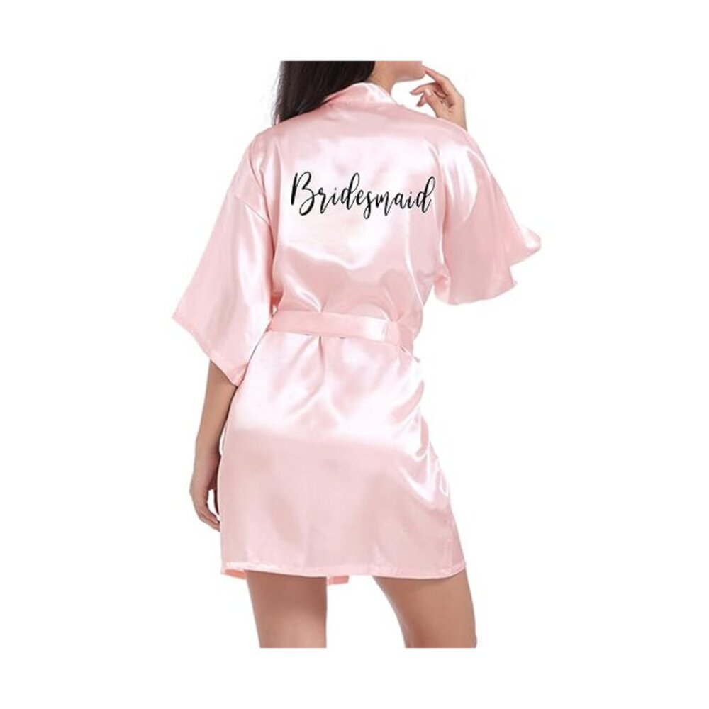 Women’s Kimono Bridesmaid Short Satin Robe – Size S – Silky Soft – NWT